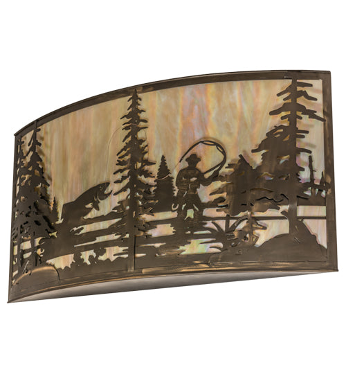 42"W Fly Fishing Creek Wall Sconce