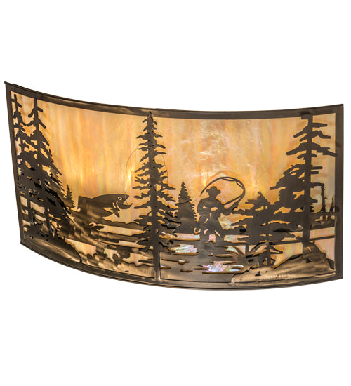 42"W Fly Fishing Creek Wall Sconce