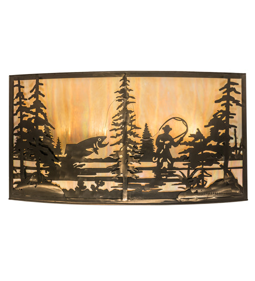 42"W Fly Fishing Creek Wall Sconce