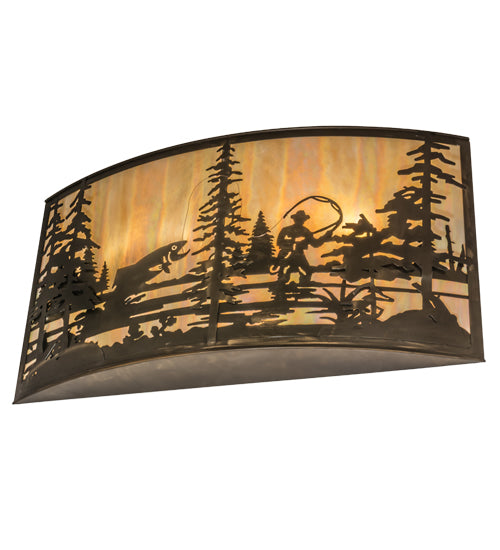 42"W Fly Fishing Creek Wall Sconce