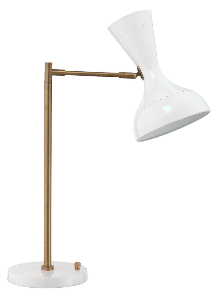 Pisa Swing Arm Table Lamp-White and Antique Brass-1PISA-TLW