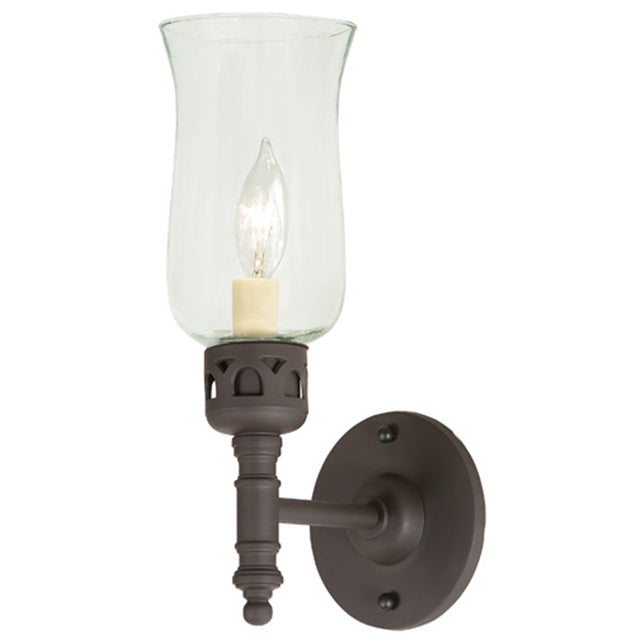 One light brass sconce with glass shade