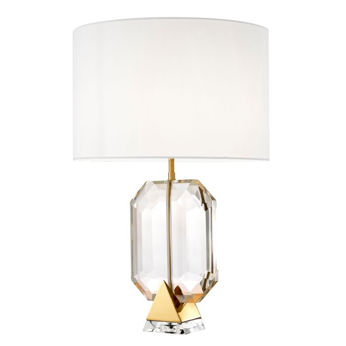 Table Lamp Emerald Gold Finish Including White Shade