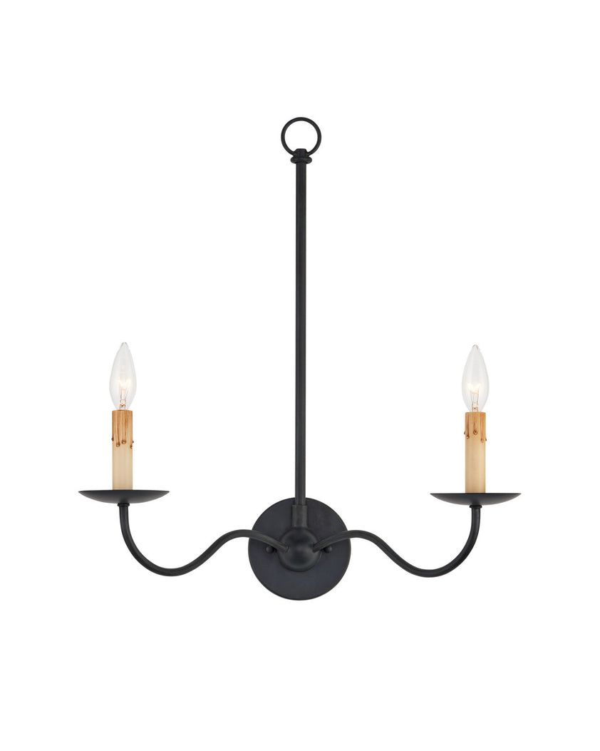 Saxon Double-Light Black Wall Sconce, Zanzibar Black