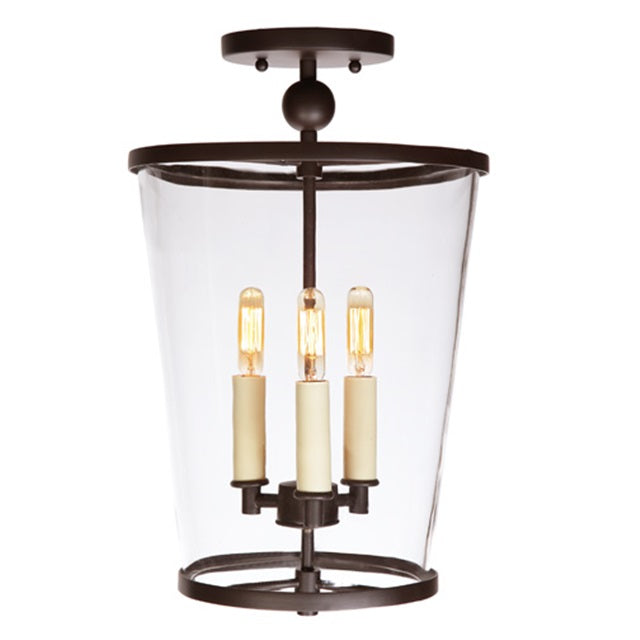 Charleston three light small semi flush