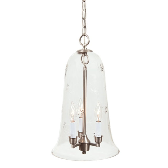 Large elongated bell jar pendant with star glass