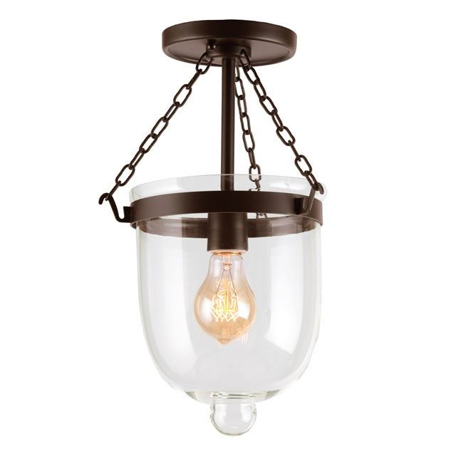 Small semi flush bell jar lantern