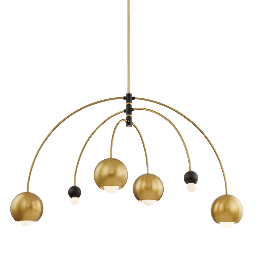 Willow Chandelier 28" - Aged Brass/Dusk Black