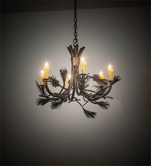 29" Wide Woodland Pine 6 Light Chandelier