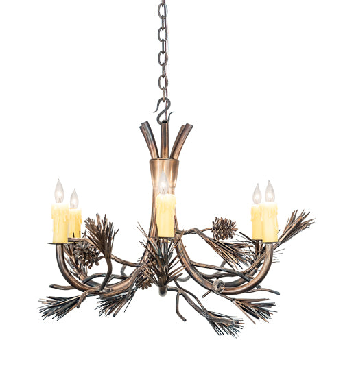 29" Wide Woodland Pine 6 Light Chandelier