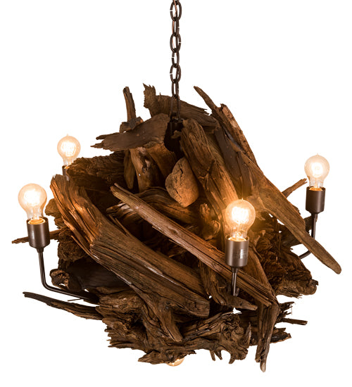 30" Wide Driftwood 6 Light Chandelier