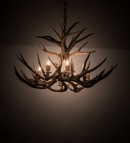 38" Wide Antlers Deer 8 Light Chandelier