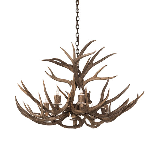 38" Wide Antlers Deer 8 Light Chandelier