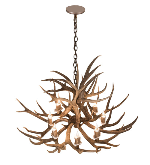 38" Wide Antlers Deer 8 Light Chandelier