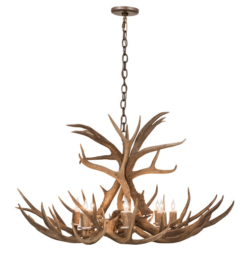 38" Wide Antlers Deer 8 Light Chandelier