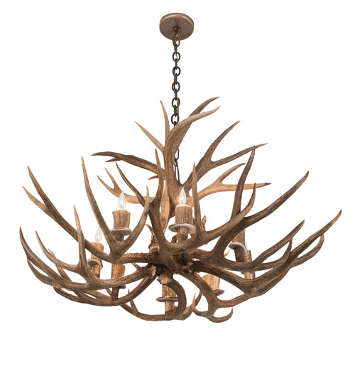 38" Wide Antlers Deer 8 Light Chandelier