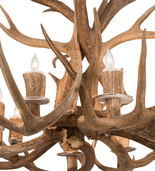 38" Wide Antlers Deer 8 Light Chandelier