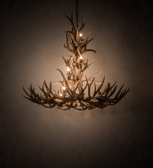 52" Wide Antlers Mule Deer 12 Light Chandelier