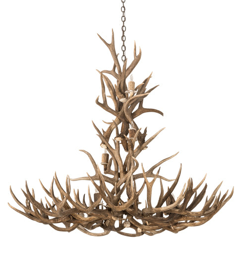 52" Wide Antlers Mule Deer 12 Light Chandelier