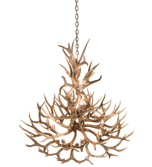 52" Wide Antlers Mule Deer 12 Light Chandelier