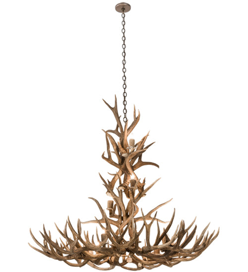 52" Wide Antlers Mule Deer 12 Light Chandelier