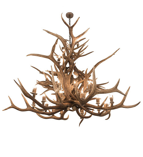 72" Wide Antlers Elk 24 Light Chandelier