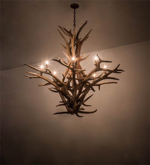 59" Wide Antlers Elk 8 Light Chandelier