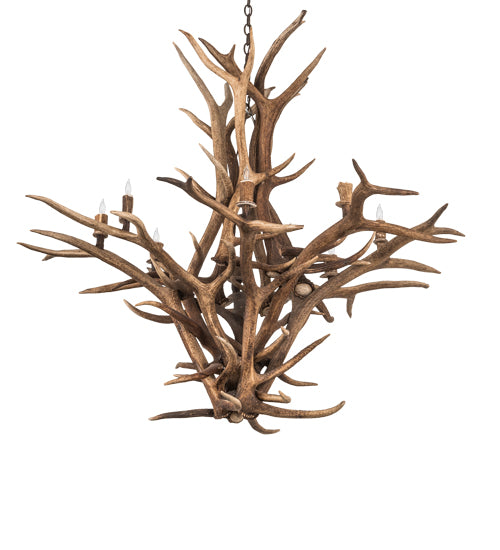 59" Wide Antlers Elk 8 Light Chandelier