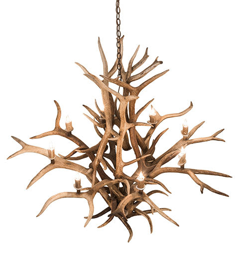 59" Wide Antlers Elk 8 Light Chandelier