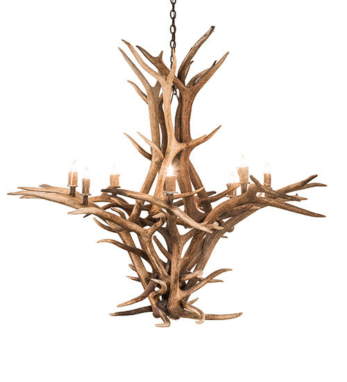 59" Wide Antlers Elk 8 Light Chandelier