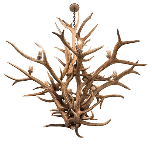 59" Wide Antlers Elk 8 Light Chandelier