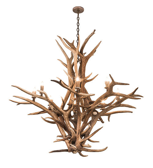 59" Wide Antlers Elk 8 Light Chandelier