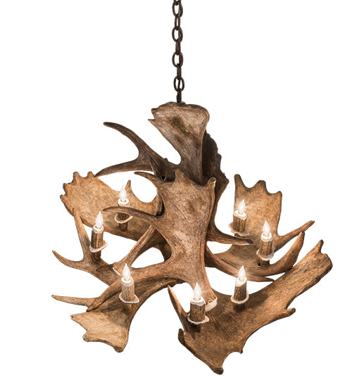 33" Wide Antlers Moose 10 Light Chandelier