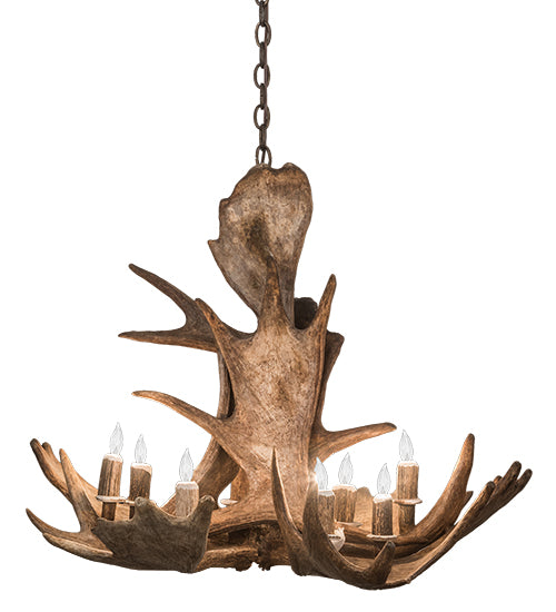 33" Wide Antlers Moose 10 Light Chandelier