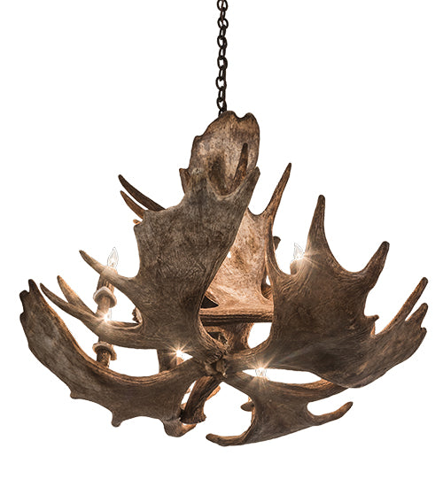 33" Wide Antlers Moose 10 Light Chandelier