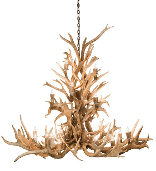 65" Wide Antlers Elk 18 Light Chandelier