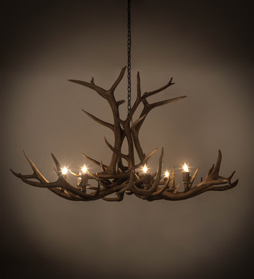 66" Wide Antlers Elk 8 Lt Chandelier