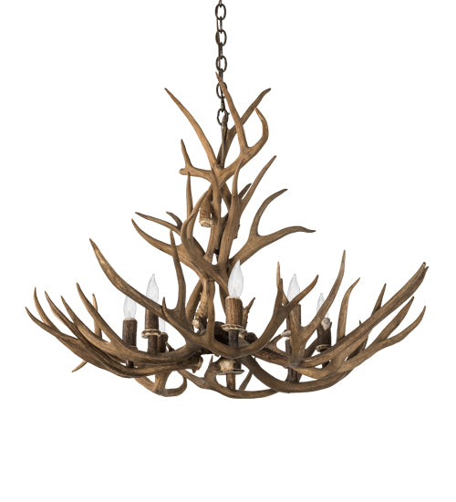 32" Wide Antlers Mule Deer 8 Light Chandelier