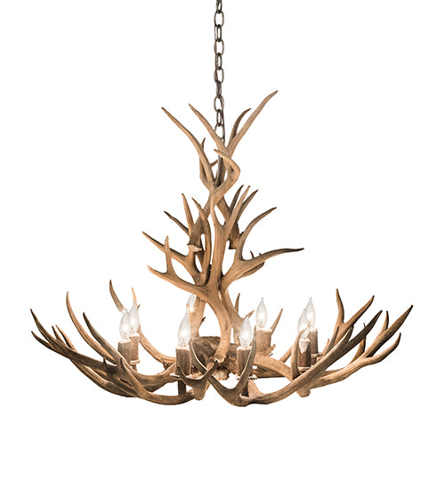 32" Wide Antlers Mule Deer 8 Light Chandelier