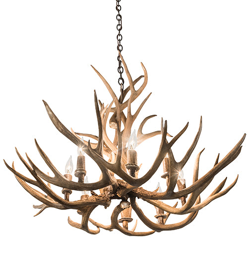 32" Wide Antlers Mule Deer 8 Light Chandelier