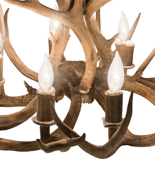 32" Wide Antlers Mule Deer 8 Light Chandelier