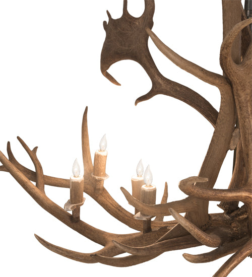 64" Long Antlers Elk & Fallow Deer 8 Light Chandelier