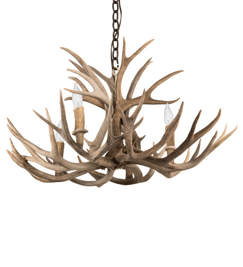 30" Wide Antlers Mule Deer 4 Light Chandelier