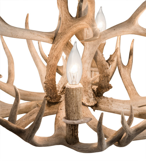 30" Wide Antlers Mule Deer 4 Light Chandelier