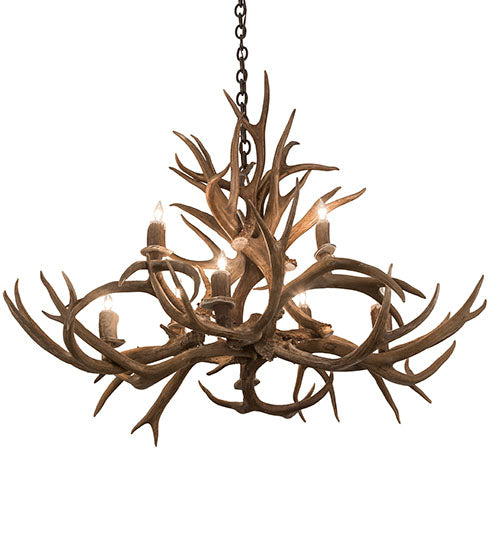 39" Long Antlers 8 Light Oblong Chandelier