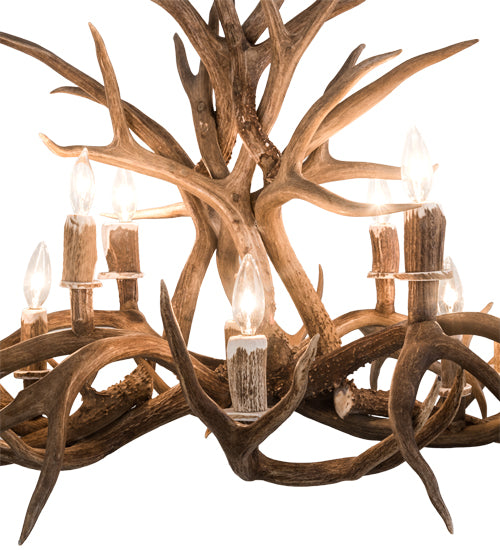 42" Wide Antlers Mule Deer 10 Lt Chandelier