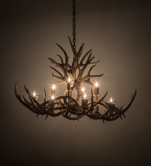 45" Long Antlers Mule Deer 10 Light Chandelier