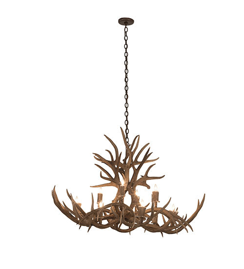 45" Long Antlers Mule Deer 10 Light Chandelier