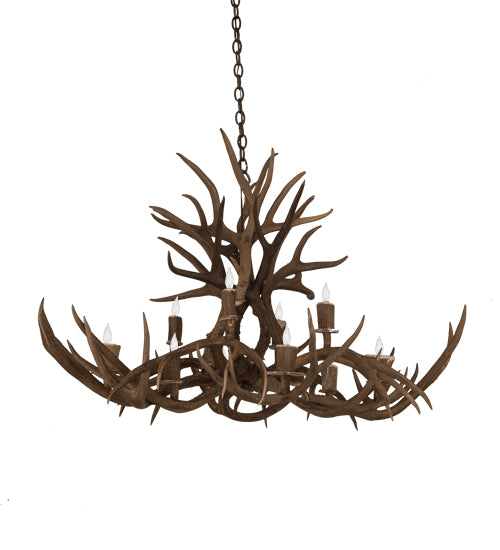 45" Long Antlers Mule Deer 10 Light Chandelier