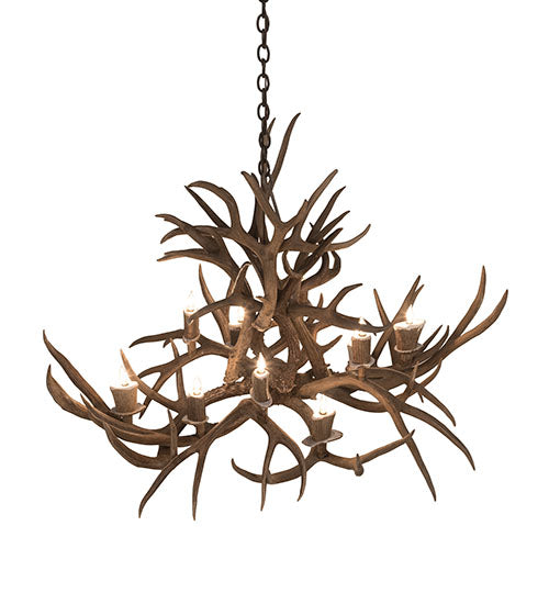 45" Long Antlers Mule Deer 10 Light Chandelier